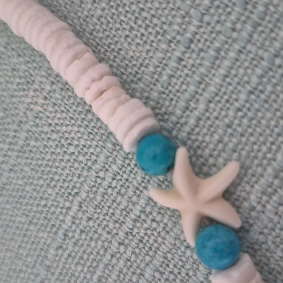 SHELL RINGS & TURQUOISE BEADS NATURAL CHOKER with MATCHING BRACLET - Picture 5 of 8